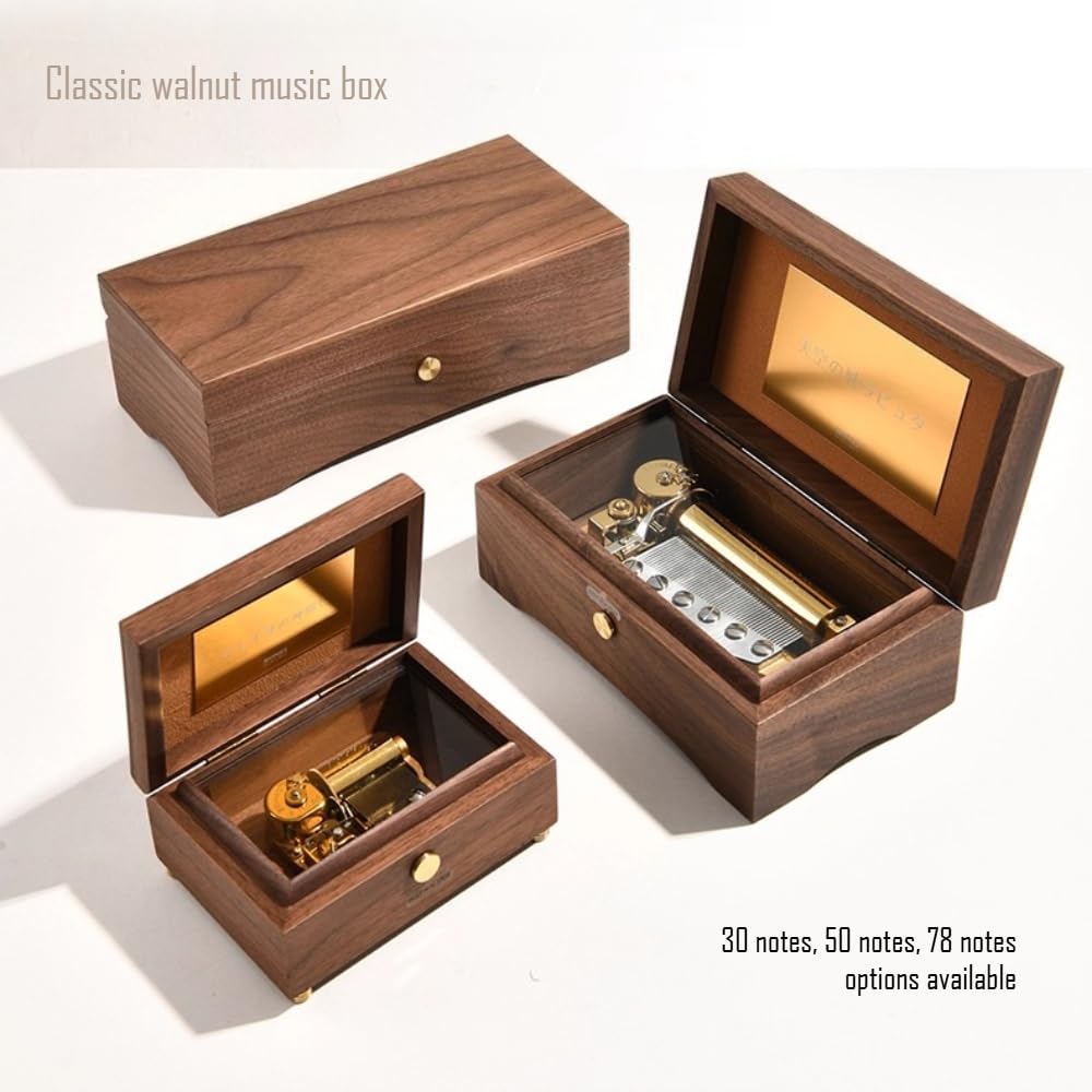 Benutzerdefinierte Walnuss-Spieluhr – personalisiertes Lied & Gravur Geschenk für Freundin, Ehefrau, Jahrestag, Hochzeit – handgefertigtes Holz-Andenken mit individueller Melodie