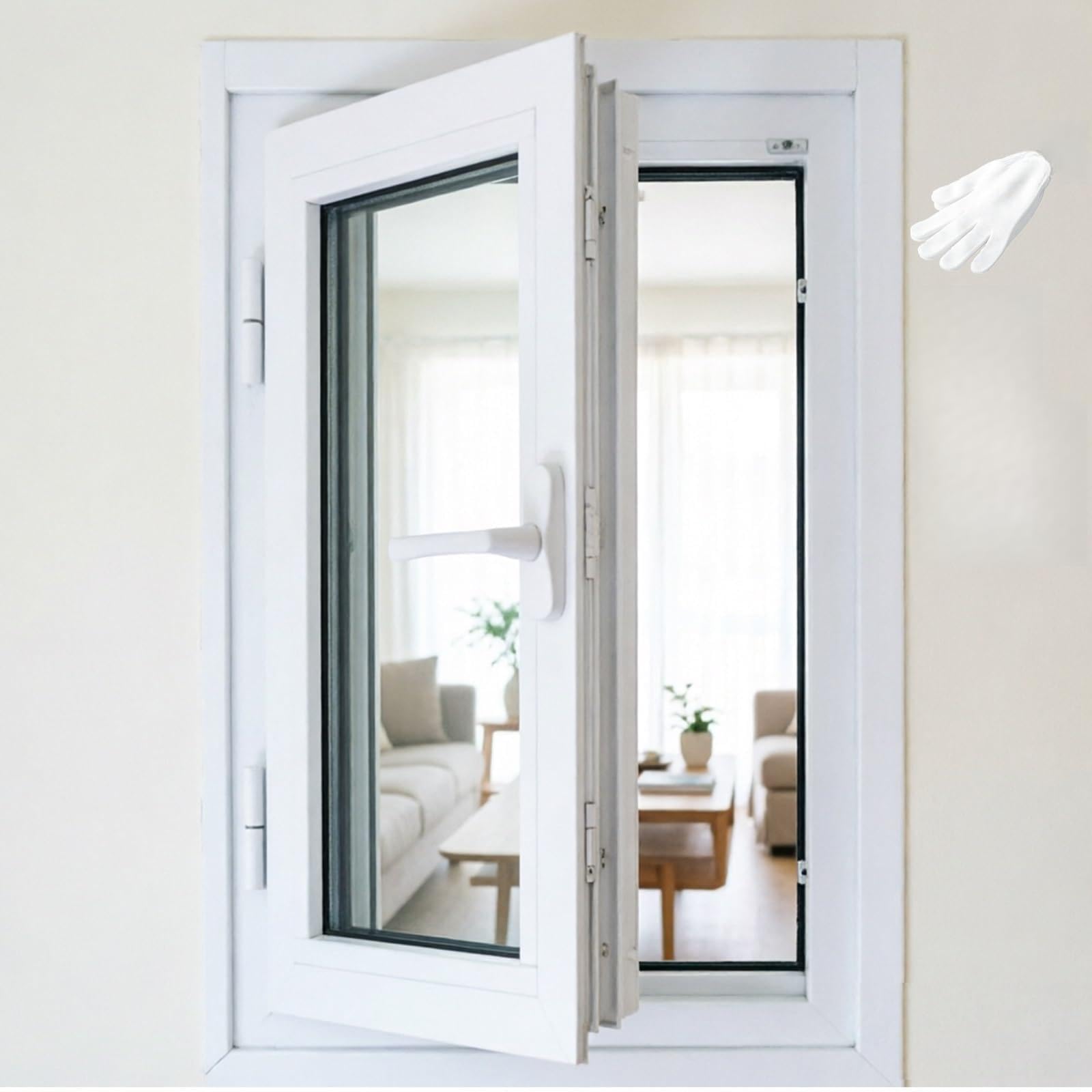 Ventana abatible interior de aluminio para sótano, doble cristal con malla extraíble, eficaz para cobertizo y gallinero | White(HxW),29x25"