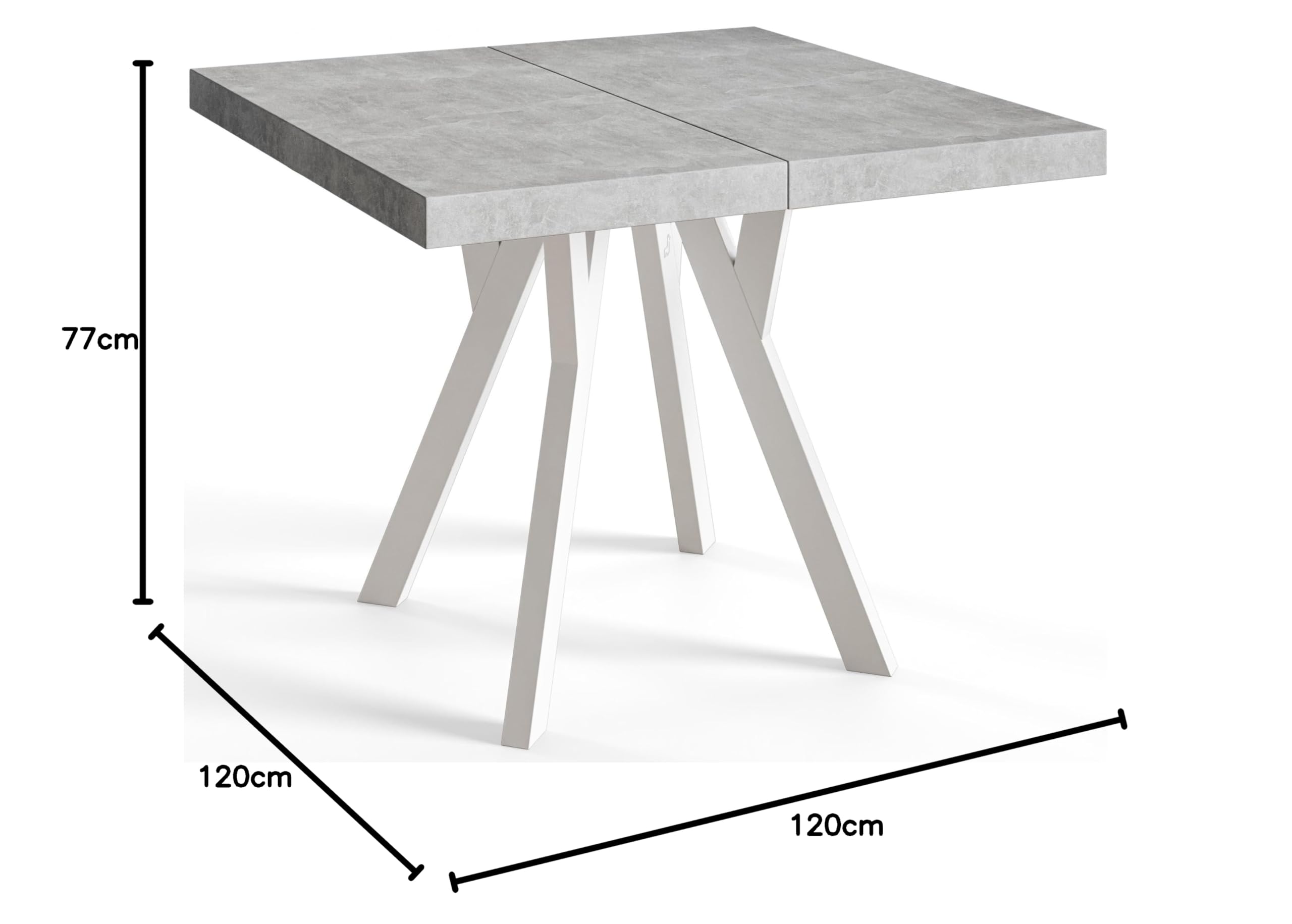 Mesa Comedor Extensible Cuadrada Rico, 120-220 cm, Grafito
