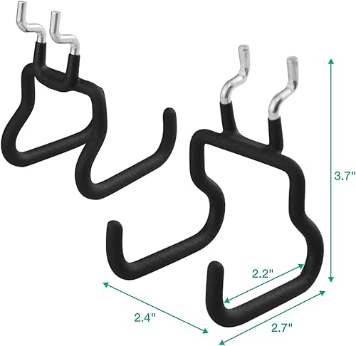 Miniatura 9 de Tablero de clavijas y accesorios, paquete de 2 tableros de clavijas de metal blanco y 8 ganchos de metal negro, accesorios de tablero de clavijas