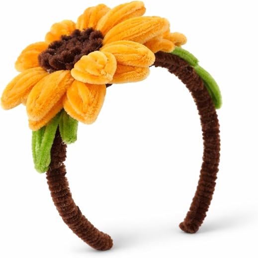 Artnest Handmade Chenille sun Flower Headband for Girls -Yellow| Soft & Comfortable Hairband for Kids (2–8 Years) | Cute F...