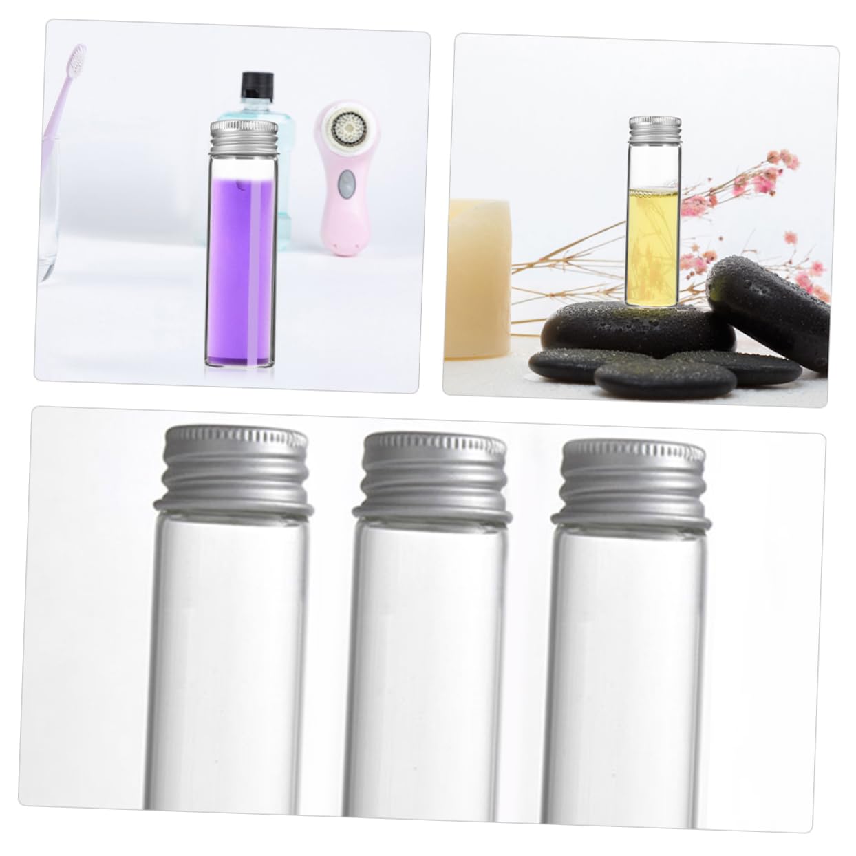 PRETYZOOM 30pcs Glass Paint Bottles Screw Caps Lotion Bottles Small Jars Lids Apothecary Jars Lids