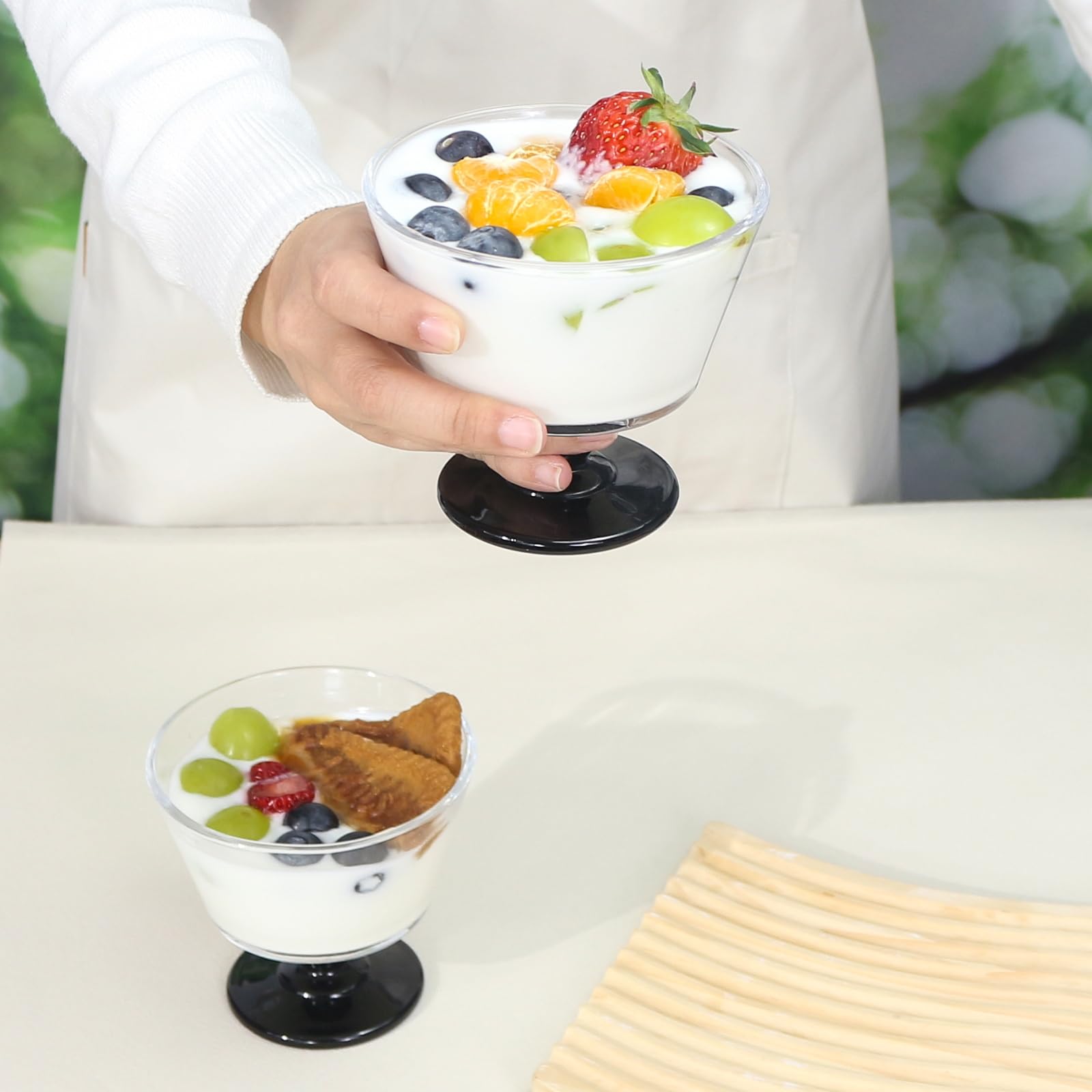 Dessertschalen aus Glas, 266 ml, Eisbecher, Dessertbecher für Eis, Obst, Pudding, kleine Snacks, Joghurt und Vorspeisen, 12 Stück