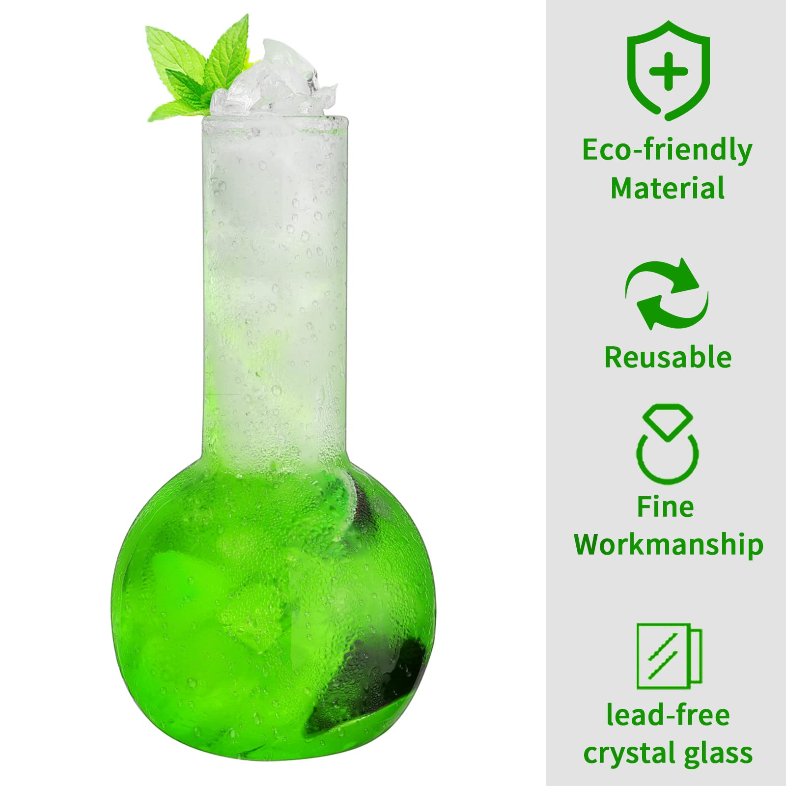 INFTYLE Creative Tube Cocktailglas-Set – 2er-Set Mit 400 Ml Fassungsvermögen, Aus Klarem Borosilikatglas, Inklusive Edelstahl-Trinkhalmen. Perfekt Für Martini, Tequila, Margarita Und Mehr!