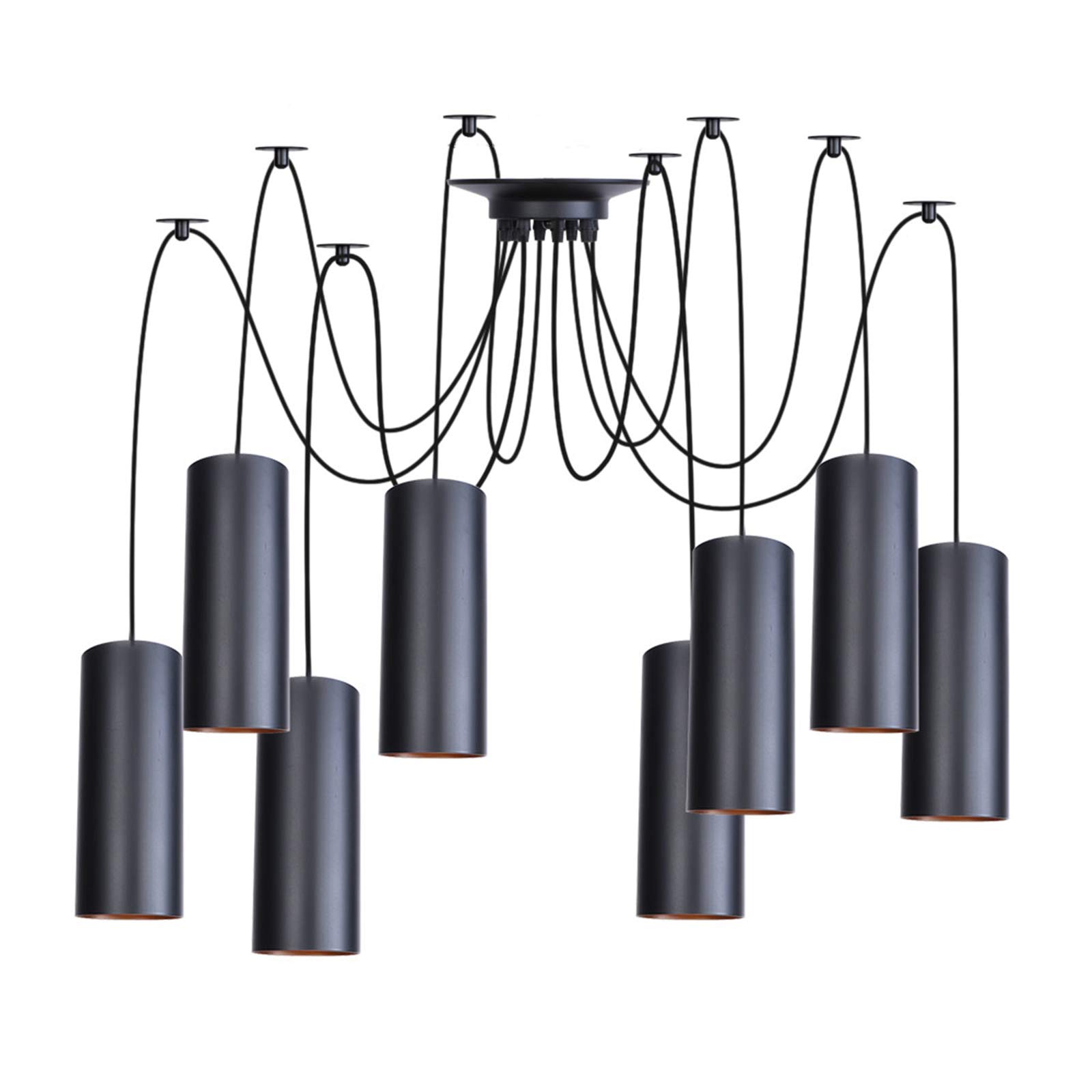 Lustre Moderne à Suspendre en Métal Noir Lampe de Plafond Réglable Style Nordique