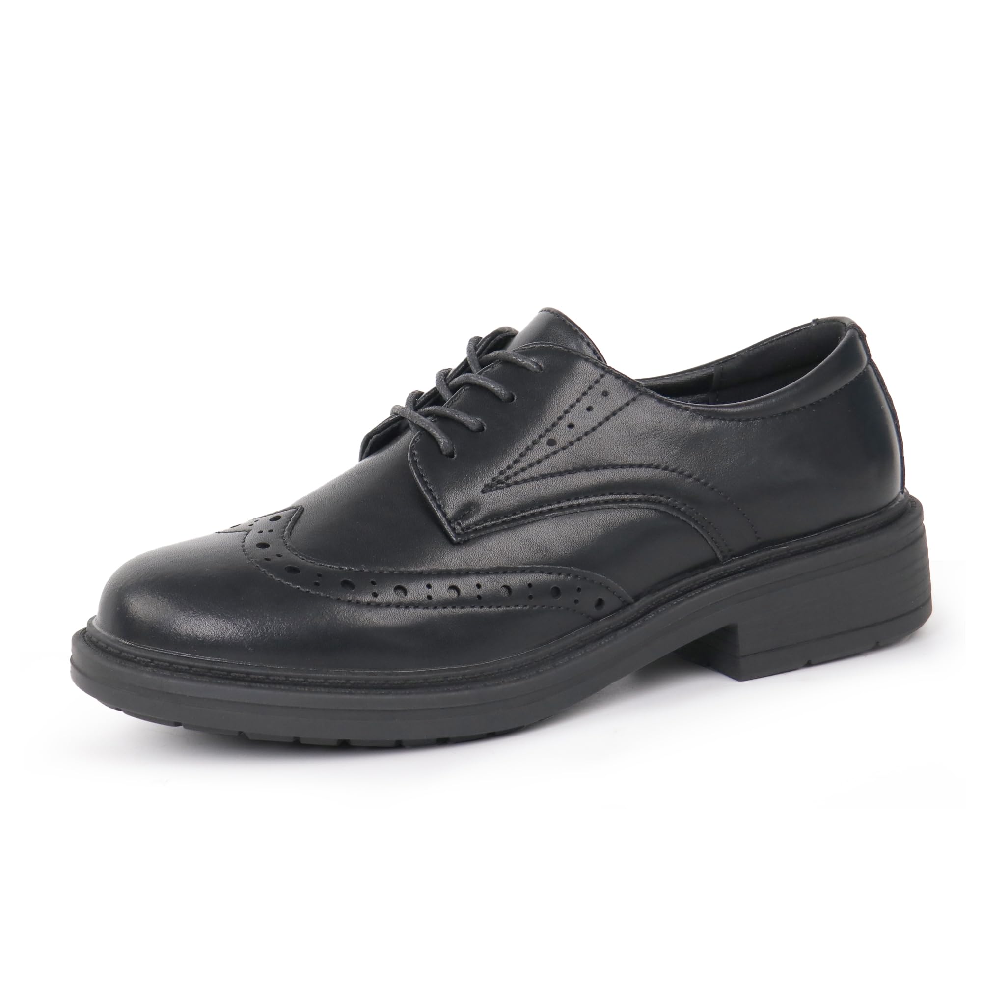 Womens Classic Oxford Flat Lace Up Business Formal Retro Wingtip Brogue Dress Shoes