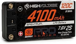 Spektrum 7.6V 4100mAh 2S 120C Smart Pro Race Shorty Hardcase LiHV Battery: Tubes, 5mm, SPMX412S120HT
