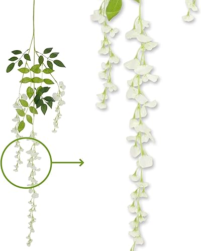 Miniatura 3 de 12 guirnaldas de flores artificiales colgantes de glicina artificial, enredaderas de flores falsas para bodas, fiestas, jardín, exteriores,