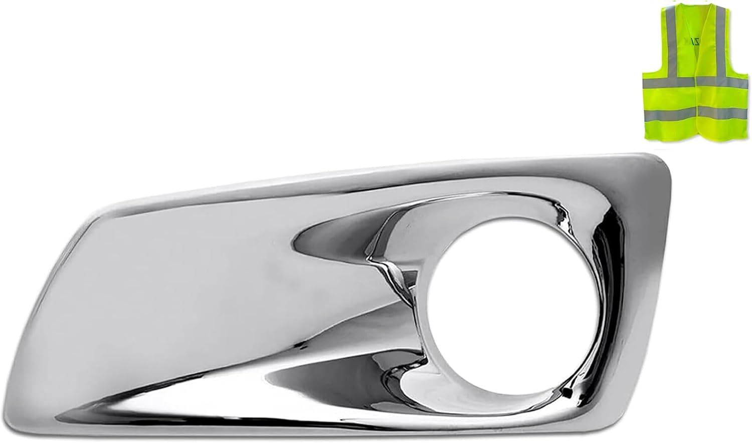 KOZAK Chrome Plastic Fog Light/Lamp Bezel Left Driver Side, Compatible with Kenworth T660, Includes Logo and Reflective Vest