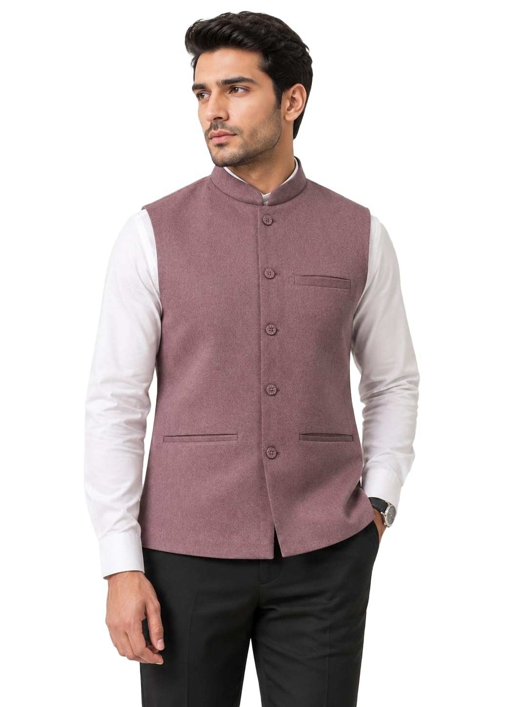 Men's Nehru Jacket | Mandarin Collar Ethnic Waistcoat | Regular Fit Modi Jacket for Weddings Wear-image-13