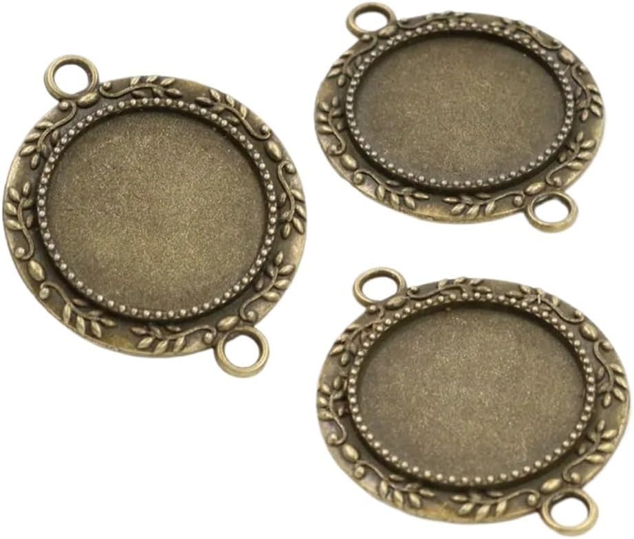 Antique Silver Plated Bronze Cabochon Base Settings 20mm 100pcs