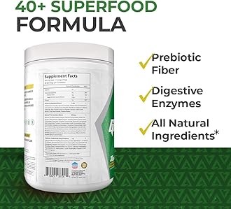 Alpha Supps - Alpha Greens Supplement | Fruit & Vegetable Superfood Powder | Over 40 Natural Plant Based Ingredients | Prebiotic & Probiotic Digestive Support Blend - 30 Servings (Orange Cherry)