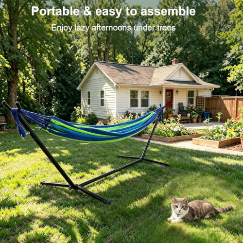 Image of GOCAN Hammock Stand, Heavy Duty Adjustable Steel Hammock, 9-Foot, 500-Pound Capacity, Weather Resistant and Easy to Assemble