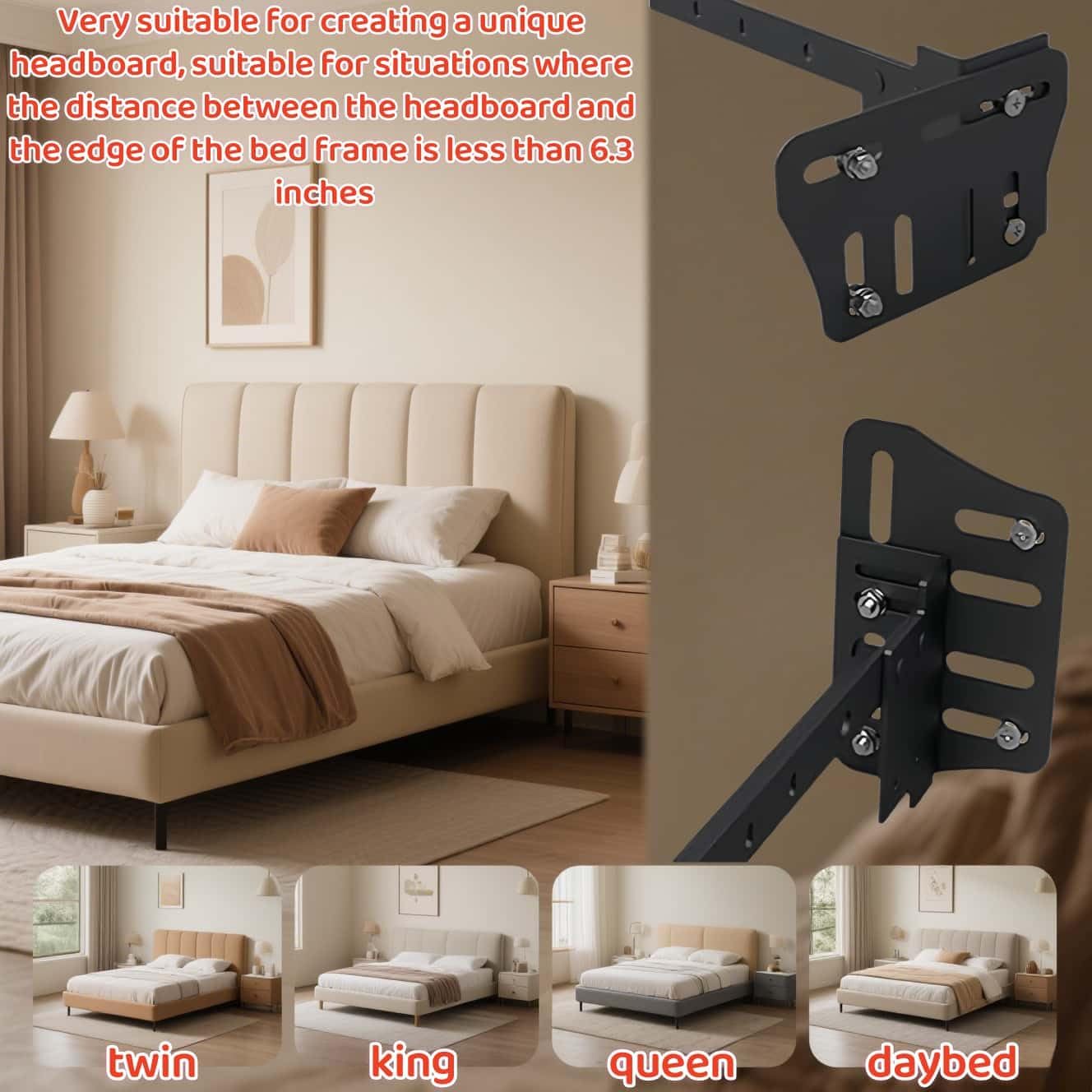 2 Pack Heavy Duty Bed Frame Adapter Plates for Headboard Footboard | Fits Headboard & Footboard, 2 Pack Heavy Duty Steel, Full Hardware Included, Adjustable Bed Frame Modification