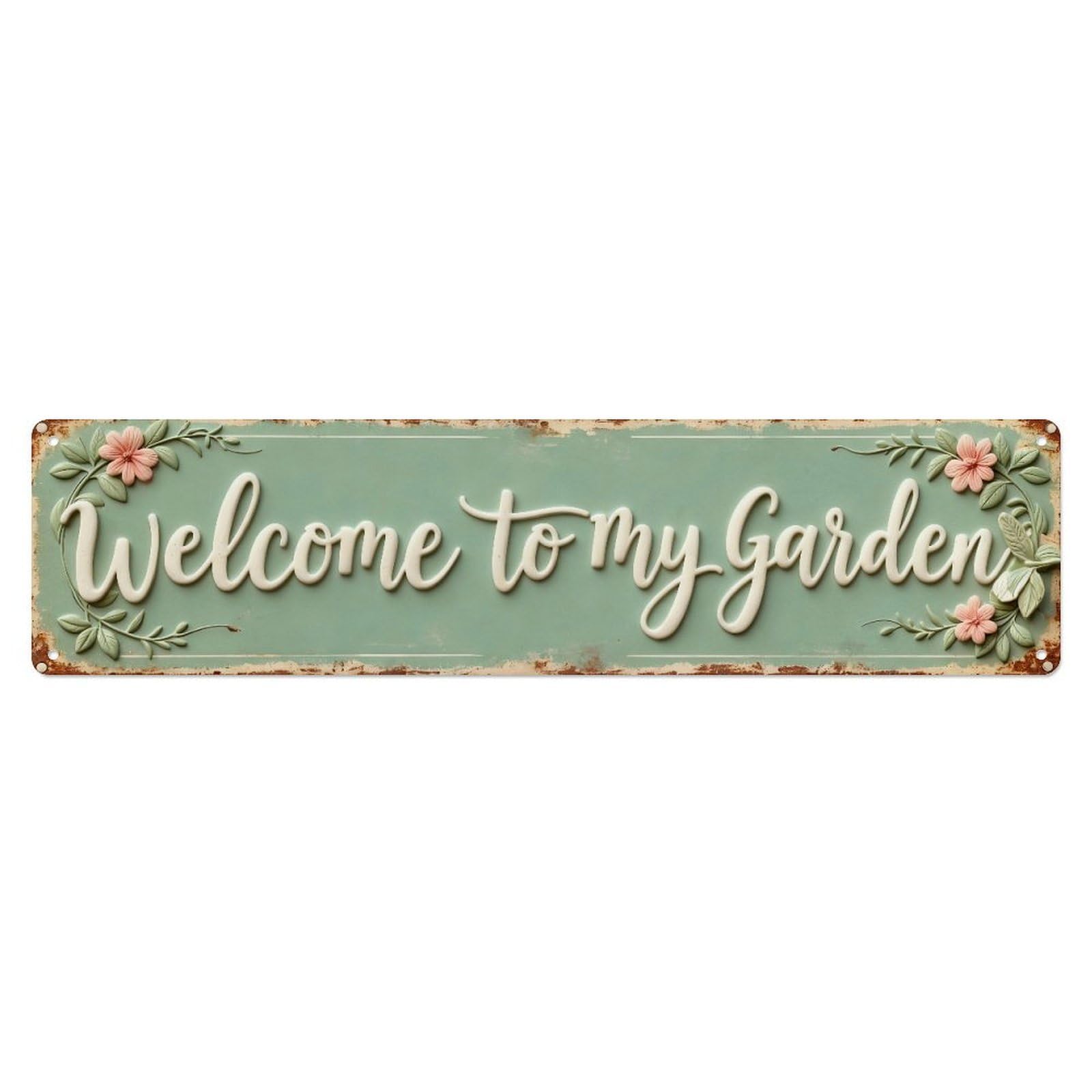 Floral Vine Welcome Sign Pattern Metal Tin Sign Plaque