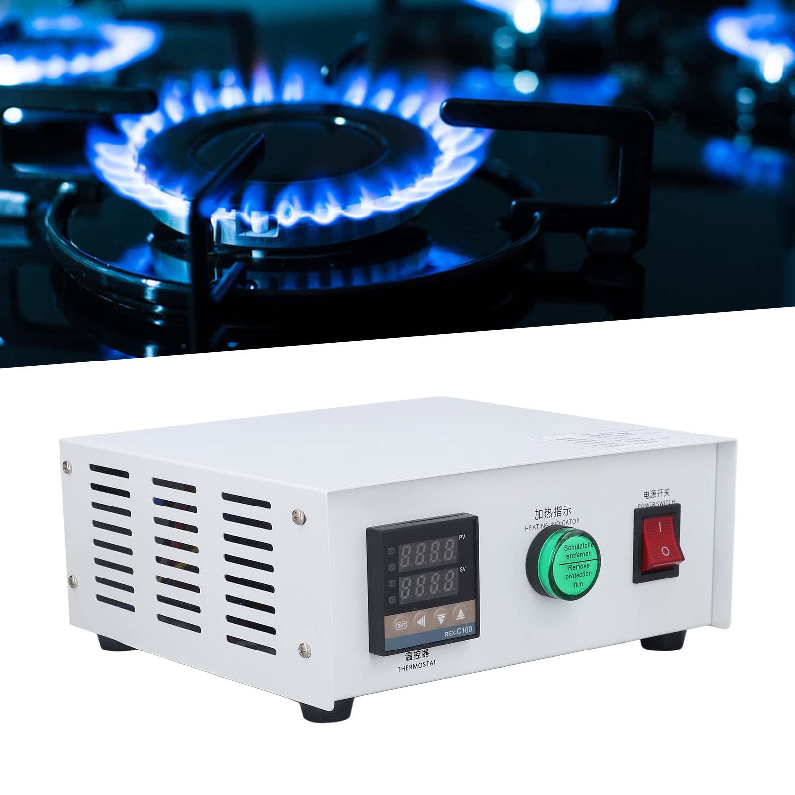 Cocoarm Kit de Controlador de Temperatura PID, Caja de Control de Temperatura Digital de Acero Inoxidable CA 220 V 32 a 752 °F K Salida SSR de Termopar para Plataforma de Calentamiento de Molde de