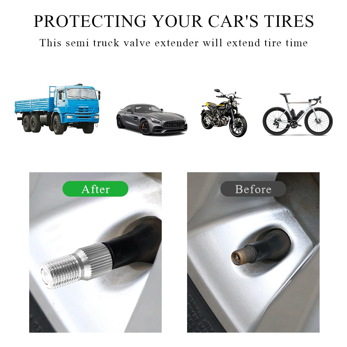 Car Rim Extender Rims Valve Stem Extension 8pc Chrome Valve Stem Extenders - 19mm Kit For Car ...
