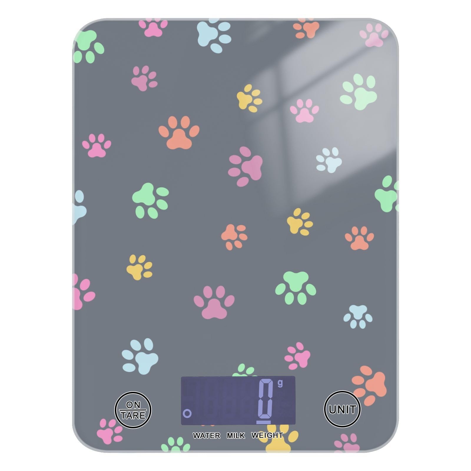 Food Scale Kitchen Scale Food Scales Digital Weight Grams and Ounces Small Electronic Food Scale for Baking Cooking Colorful Paw Prints Grey