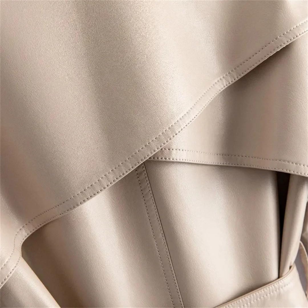 Trench da donna in pelle di alta qualità in pelle di pecora capispalla giacca a vento Lady Streetwear soprabito, Esercito EN8, 3XL