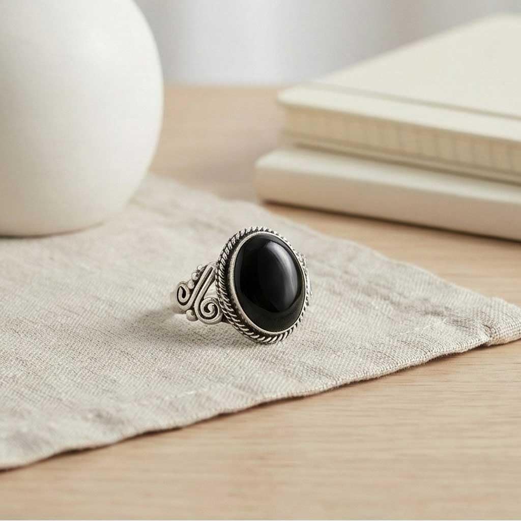 JEWELOPORIUM Boho Handmade Jewelry Chunky Natural Gemstone Labradorite, Crystal, Moonstone, Turquoise Oval 925 Sterling Silver Plated Ring For Women