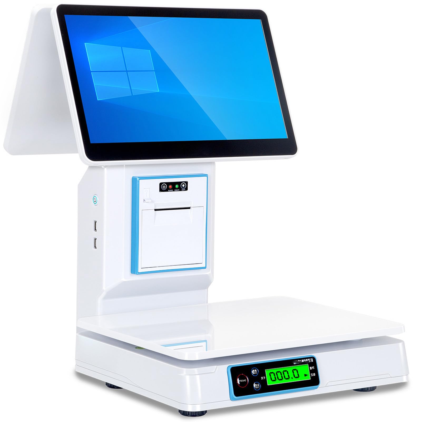 Kassensystem mit Waage, All-in-One-Kasse für Kleinunternehmen DualScreen