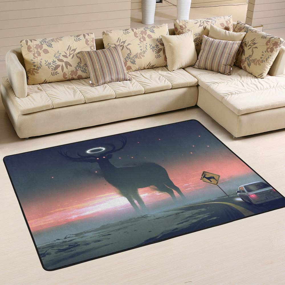 Tapis en microfibre cerf géant 182x122cm pour salon et chambre
