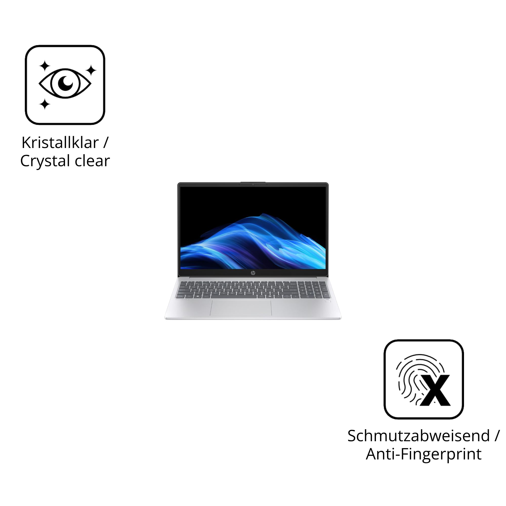 dipos 2x Pellicola Protettiva 9H trasparente per HP OmniBook 3 15 Zoll | Non si rompe e non si scheggia, non è vero vetro, Anti-Shock, si adatta perfettamente, antigraffio, senza bolle, autoadesiva