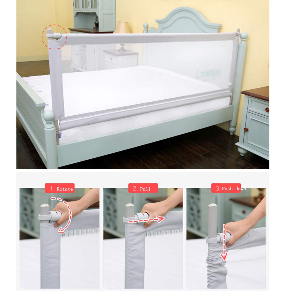 Barandillas para Camas Portátil Y Estable Cuidado De La Cama Preescolar La Seguridad Barandilla De La Cama Extra Ancho, Largo 150-200 Cm, Alto 70-92CM, Gris (Tamaño : L-2M)