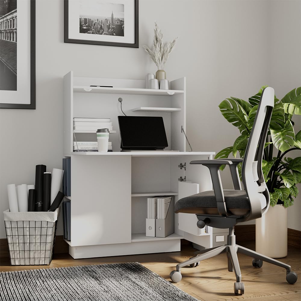 Vicco Scrivania Alena, Bianco, 85 x 27 cm | adatto per lavorare in modo salvaspazio e per un'organizzazione ordinata