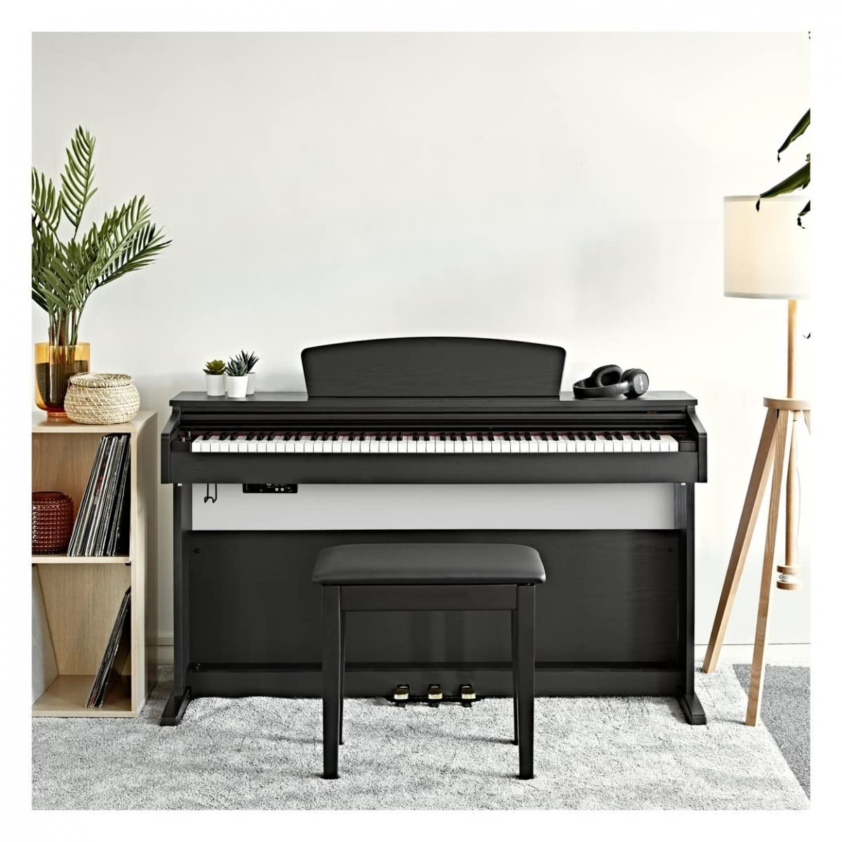 Pianoforte digitale 88 tasti pesati con supporto, 3 pedali e accessori | 88 Tasti Pesati Sensibili al Tocco, Suono Stereo Ricco con Riverbero, Registrazione 2 Tracce, 3 Pedali