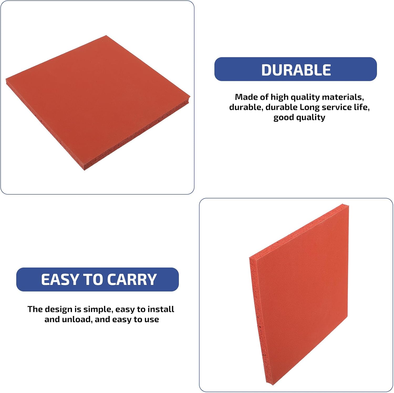 TEHAUX Mat 15x15cm, Silicone Pad Heat Replacement Pad Silicone Pad for Machine (Red)