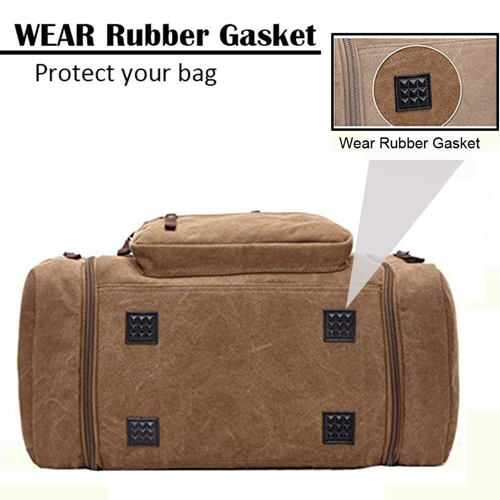 Unisex Canvas Holdall, Travel Carry On Duffles Bags Overnight Weekend Weekender Bag for Men and Women (Expansion Capacity: 58 * 25 * 30cm) (Brown)