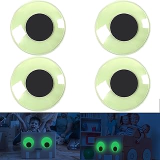 4PCS 5.9 Inches Glow in The Dark Giant Googly Wiggle Eyes Self Adhesive Large Luminous Google Eyes Big Sparkle Sticky Wiggle Eyes for DIY Crafts Sticker Decoration