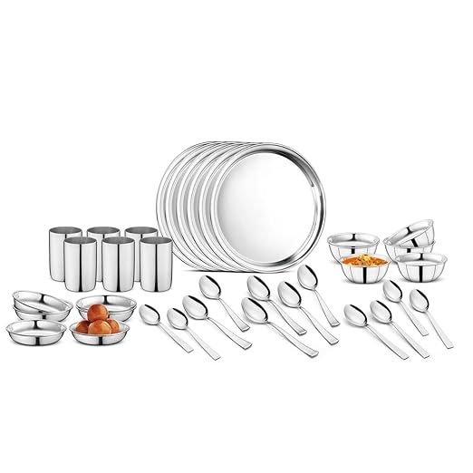 Steelcraft Premium Bandhan Stainless Steel Dinner Set of 36 Pcs |22 Gauge | Kitchen Set for Home | Heavy Gauge |Long-Lasting Quality | Elegant Design | Silver Colour | 24 Months Warranty at Rs. 1653