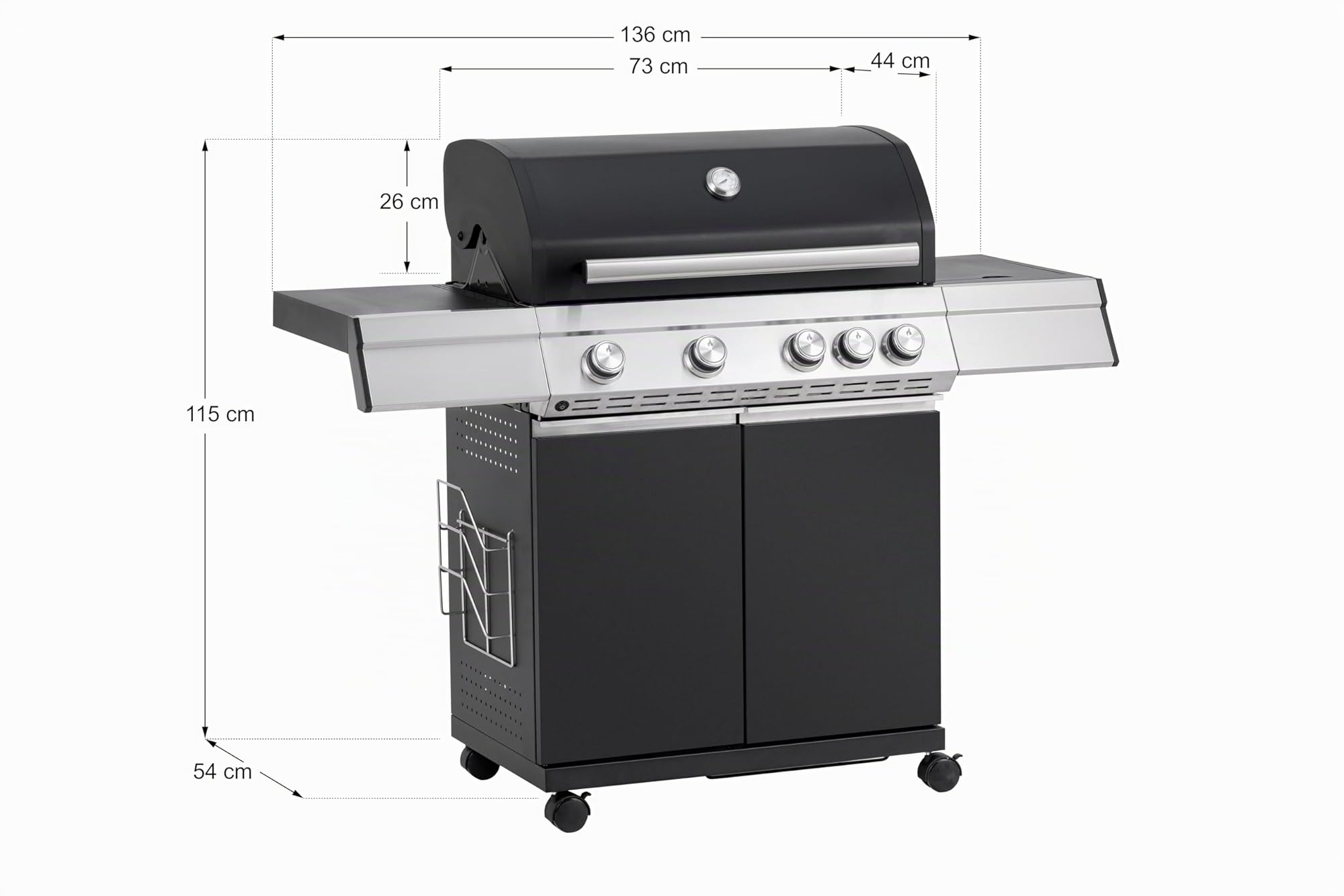 Tarrington House Barbecue a Gas Paxton 4 Bruciatori + Fornello Acciaio Inox Nero Opaco