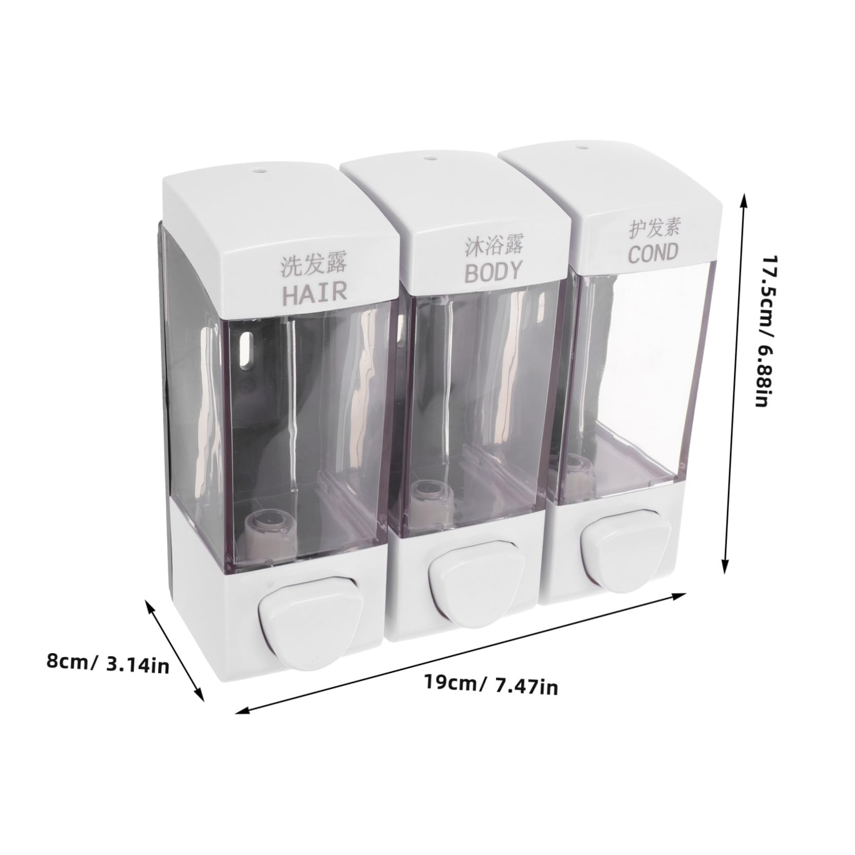 Zerodeko Distributore di Sapone Liquido da Doccia a 3 Scomparti, 1050ml, Montaggio a Parete, per Bagno e Casa, Facile da Usare