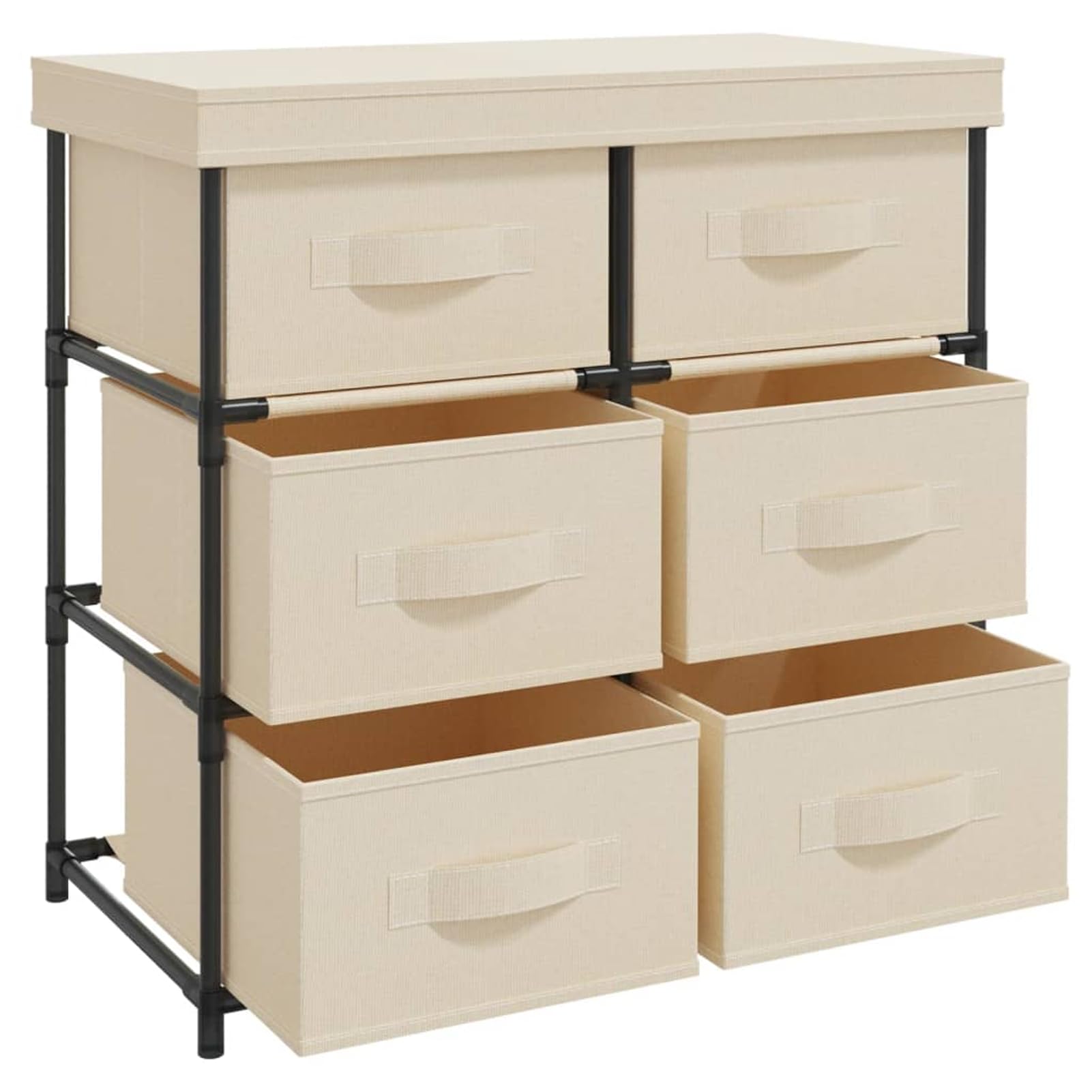 Lagerschrank mit 6 Schubladen, Stoff-Schubladen-Organizer, cremefarben, 55x29x55 cm, für Schlafzimmer, Wohnzimmer, Büro 337258