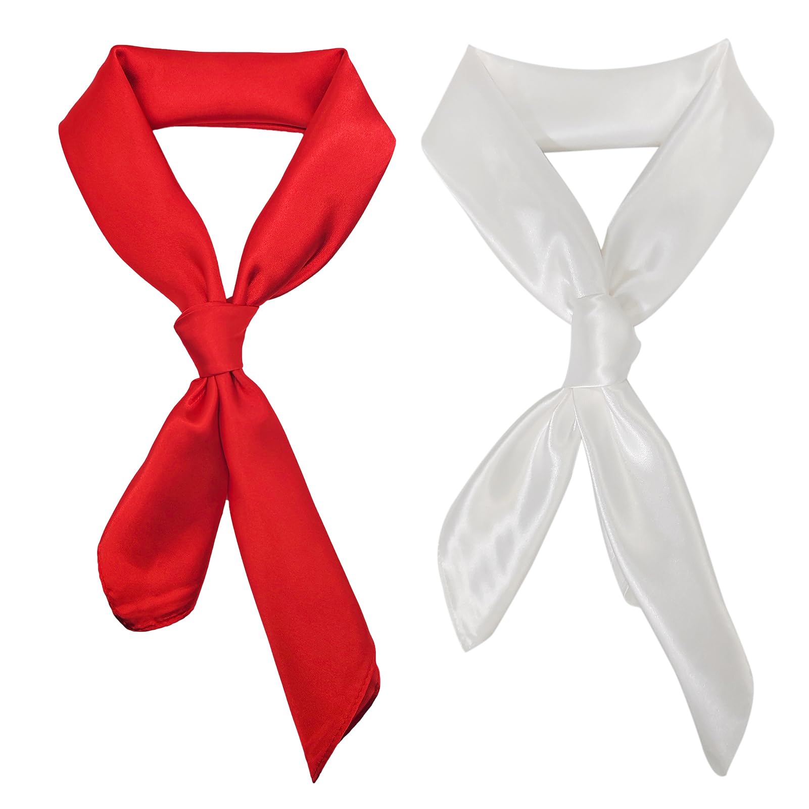 ATAMET2pcs Head Scarf Square Neck Ribbon Neck Scarf Satin Scarf Handkerchief for Halloween Retro Women Costume Accessory