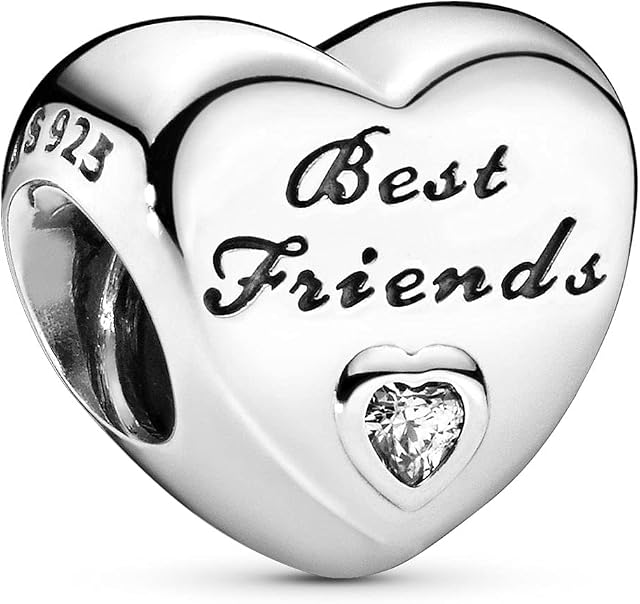 Pandora Moments Women's Sterling Silver Friendship Heart Cubic Zirconia Bracelet Charm