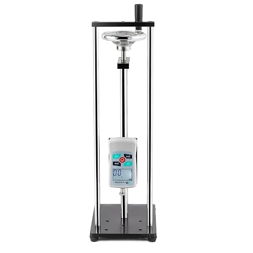500N Digital Force Gauge with Manual Stand Hand Wheel Operated, with 250mm/9.8’’ Stroke, 2 Pcs Testing Clamp, for Compression and Tension Testing