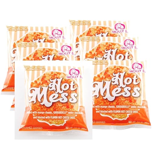 Molly Bz Food - Galletas de mango en trozos de mango - Envueltas individualmente y cubiertas con chips de queso con sabor picante a flamín,