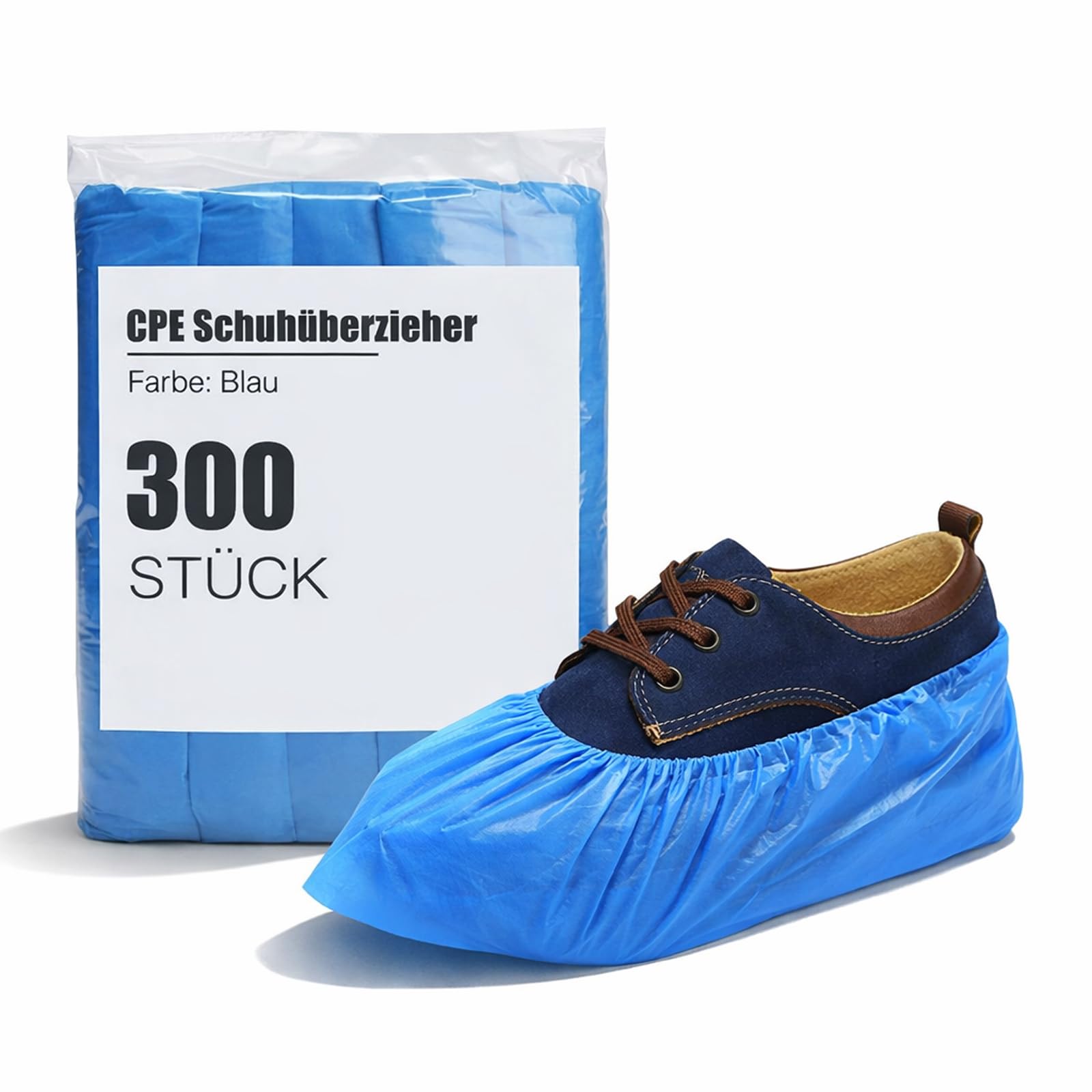 Schuhüberzieher Einweg Wasserdicht, CPE Schuhüberzieher, Rutschfest & Reißfest, Überzieher Schuhe mit Gummiband, Für Haushalt, Renovierung, Besucher & Innenbereiche (300 Stück)