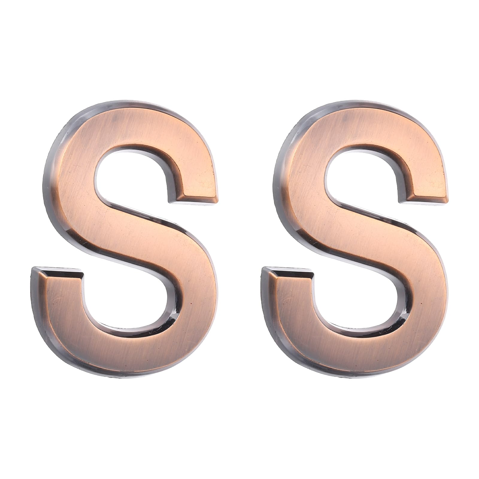 sourcing map 2 Pcs 2.76 Inch House Letters, Self-adhesive Mailbox Door Letter Stickers, Electroplated Finish Outdoor Address Signs for Office Hotel Apartments, Garden (Letter S, Bronze)