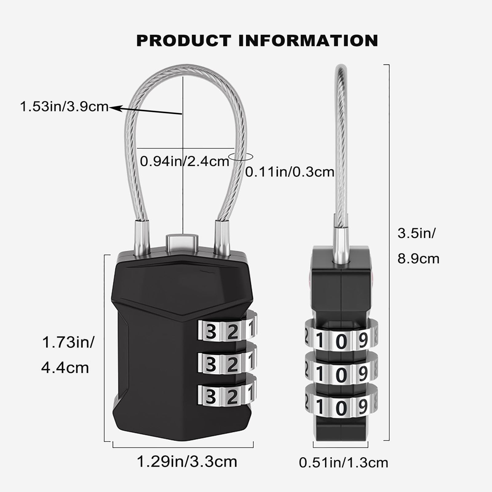 Lucchetto TSA con Combinazione A 3 Cifre – Imposta la Combinazione del Tuo Lucchetto Resistente da Viaggio per Bagagli, Valigette e Zaini (Size : 10 PIECES)