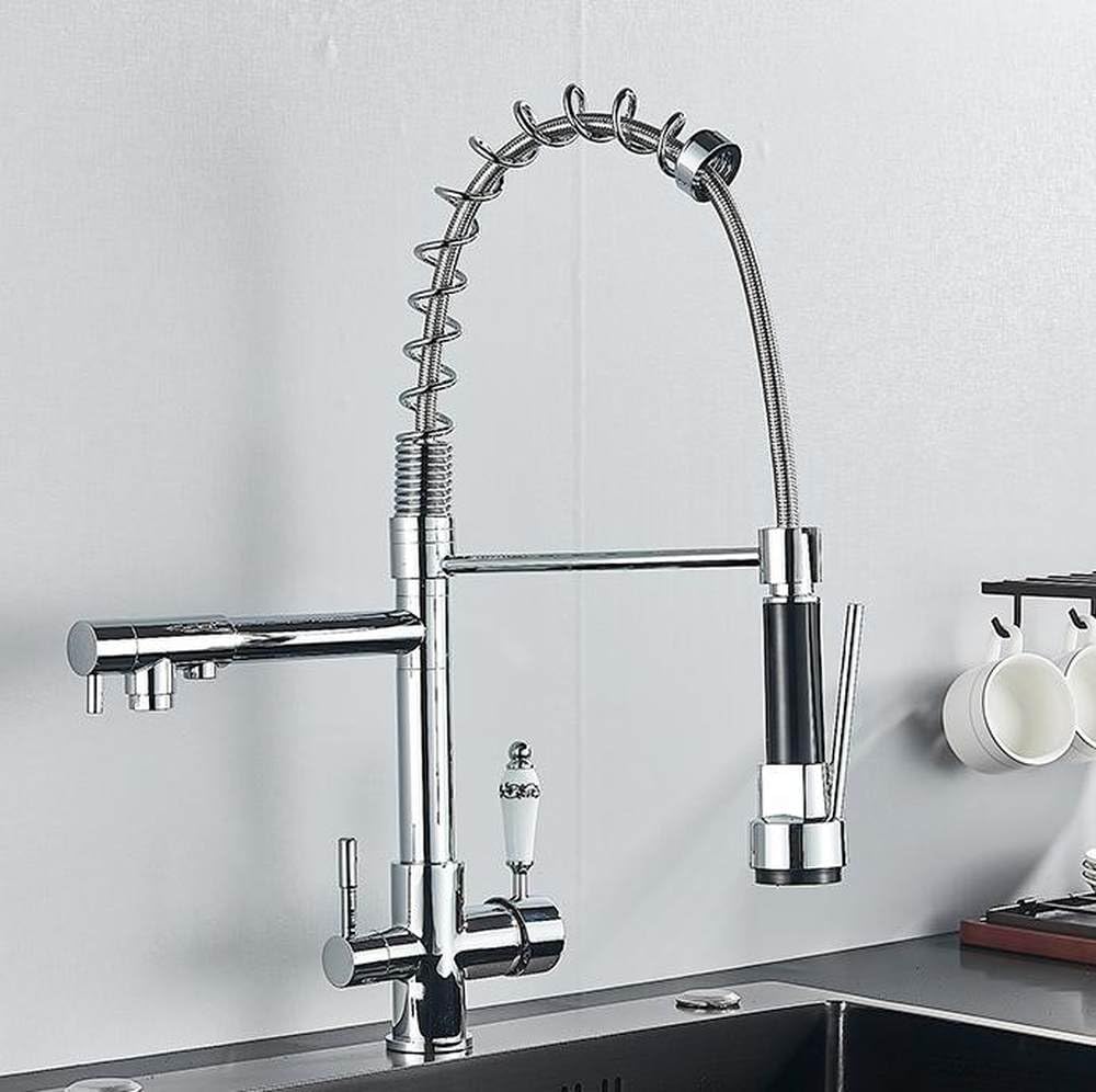 Küchenarmatur mit 3 Farben Filter, Warm- und Kaltwassermischer, einfacher Zugriff, Spültischarmatur für verbesserte Filtration, ideal für moderne Küchen
