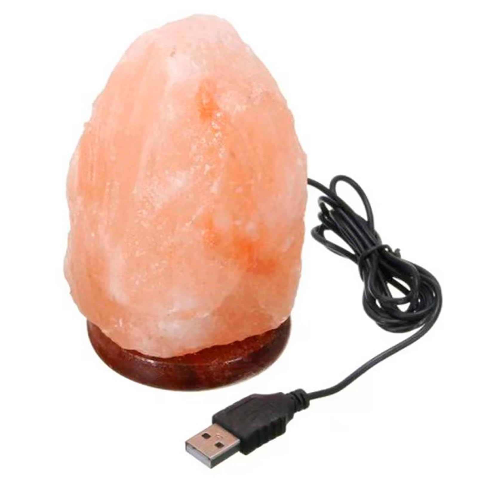RevolutionLine - Lampara Pequeña de Sal Natural del Himalaya USB | Peso aproximado 600 gr | Alimentación eléctrica, con Bombilla incluida | Beneficiosa para la salud | Producto único y tallado a mano