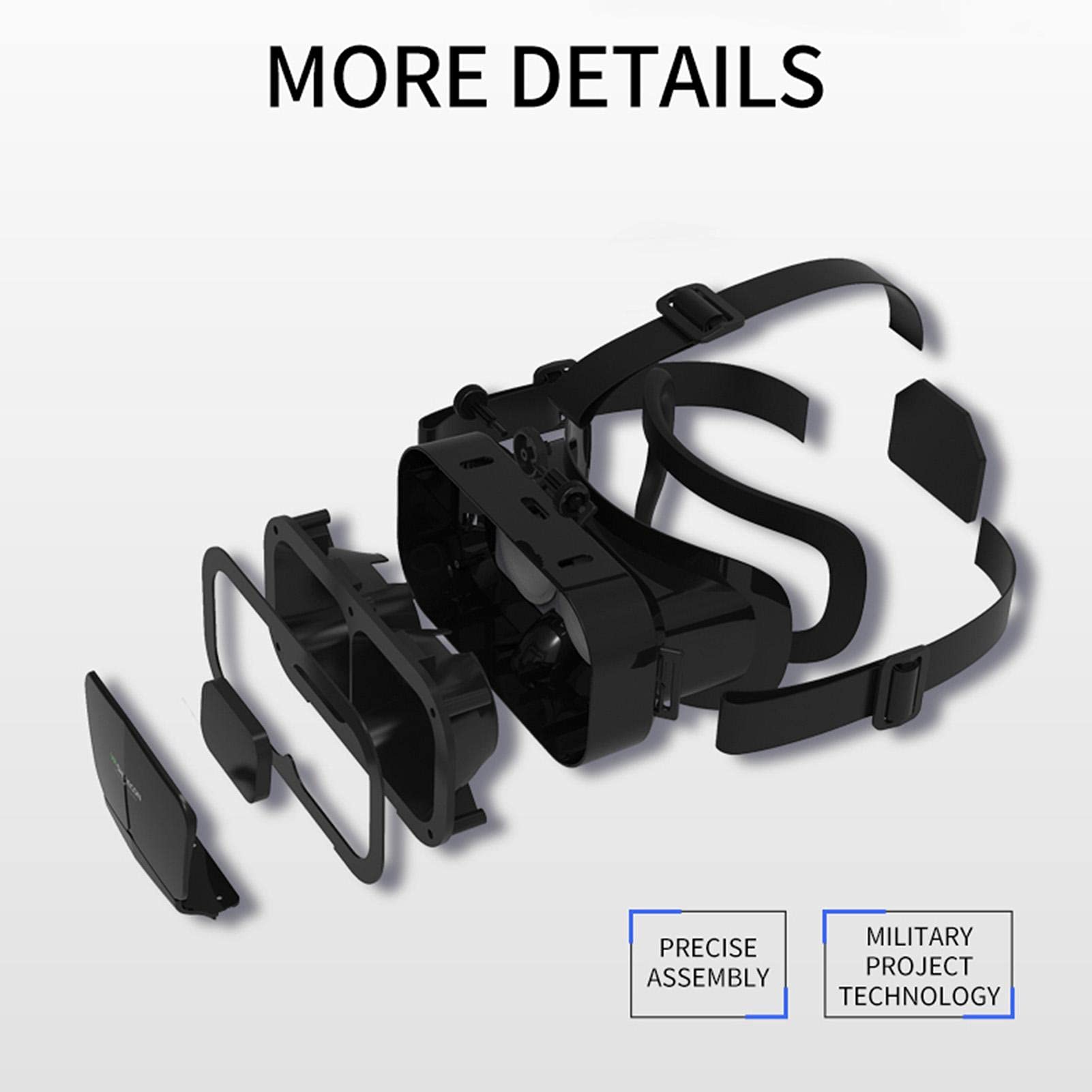 Occhiali 3D VR, occhiali per realtà virtuale VR montati sulla testa, occhiali VR Box per film 3D, videogiochi, adatto per smartphone da 3,5 a 7,25 pollici