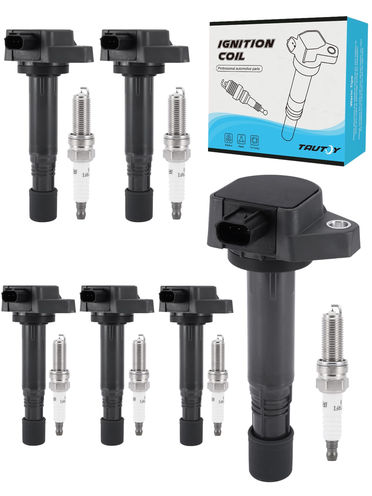 TAUTOY (3.5L 3.7L) UF624TY Ignition Coil with Spark Plug For 2009-2015 Honda Odyssey Accord Crosstour Pilot Ridgeline,For Acura MDX RDX ZDX TSX RL TL