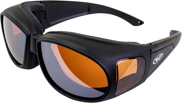Global Vision Outfitter Motorcycle Riding Safety Sunglasses Matte Black Frames Driving Mirror Lenses ANSI Z87.1+