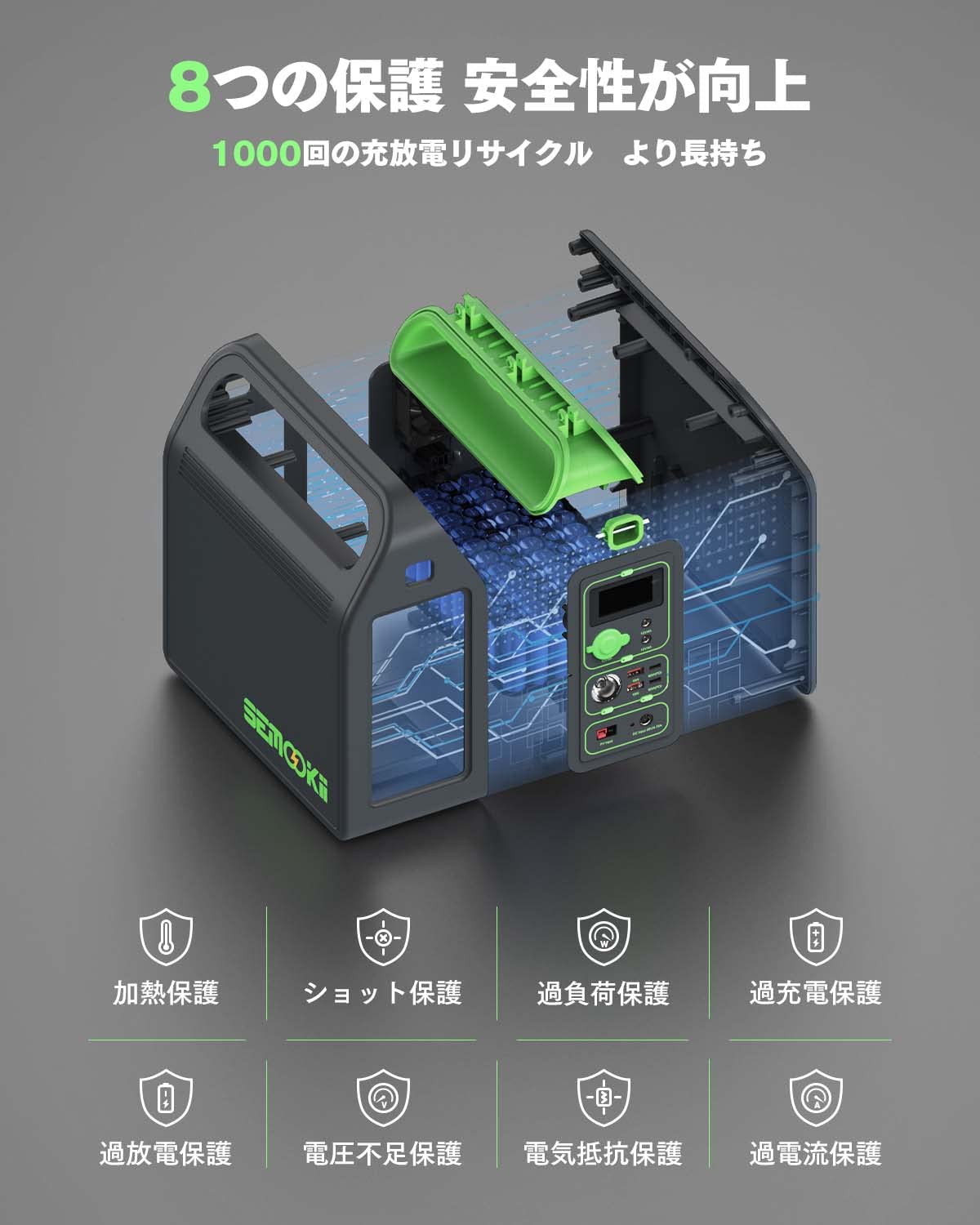 Amazon.co.jp: Semookii ポータブル電源 大容量 600W出力 540Wh 